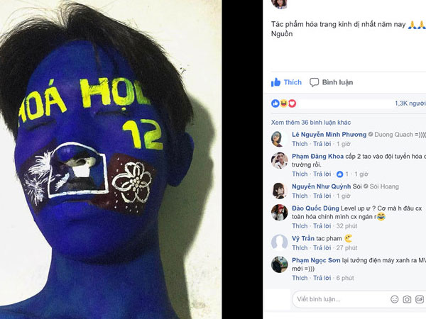 10X hóa trang Halloween bằng cách vẽ bìa sách giáo khoa lên mặt