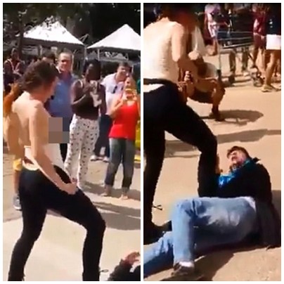 Sự thật đằng sau đoạn video người phụ nữ cởi áo, dùng ngực tấn công gã yêu râu xanh ở Brazil