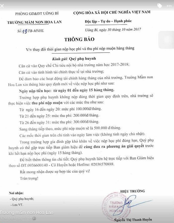 Trường mầm non bắt nộp phạt vì nhiều phụ huynh chậm đóng học phí