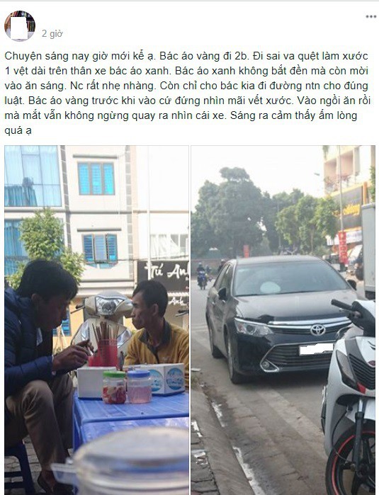 Câu chuyện đẹp: Đâm vào xe hơi, người đàn ông đi xe máy không phải đền tiền mà còn được mời đi ăn sáng