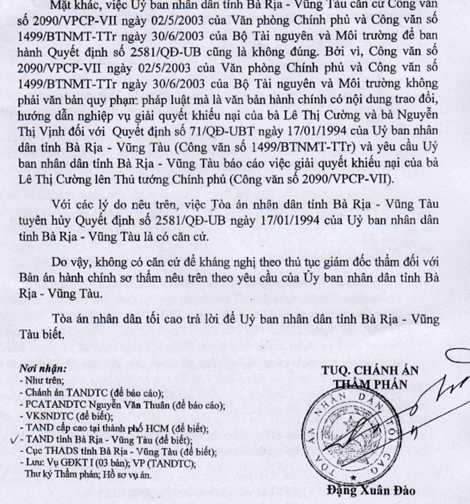 Tòa bác đơn của UBND tỉnh BR-VT trong vụ thua kiện đại gia Lê Ân