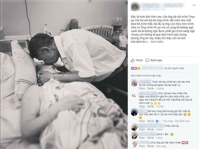 Câu chuyện đầy xúc động đằng sau bức ảnh trao nhau nụ hôn của hai ông bà lão tuổi 80