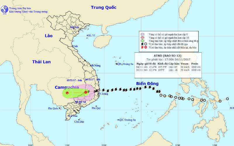 Bão số 12 suy yếu thành áp thấp nhiệt đới, sức gió mạnh nhất giật cấp 9