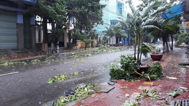 Đường phố ngổn ngang, nhà mất mái, cổng chào đổ sập trong bão Đường phố ngổn ngang, nhà mất mái, cổng chào đổ sập trong bão