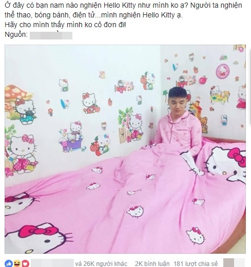 Nam sinh được mệnh danh Hồng công chúa vì quá thích Hello Kitty