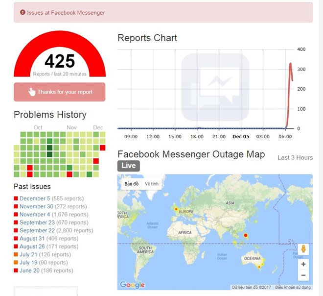 Facebook Messenger gặp lỗi liên tục trong ngày tại Việt Nam Facebook Messenger gặp lỗi liên tục trong ngày tại Việt Nam