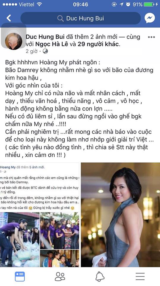 NTK Đức Hùng nhắc Á hậu Hoàng My: Lời nói, đọi máu