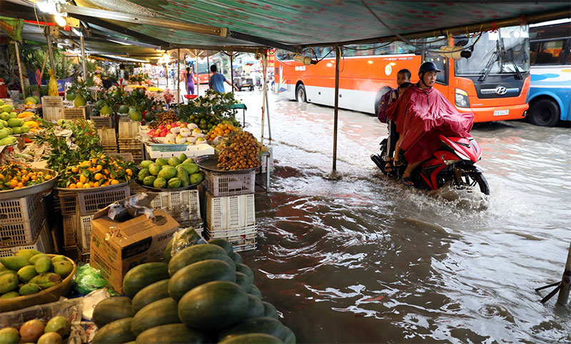 Người Sài Gòn tả tơi trong cơn mưa lớn kéo dài