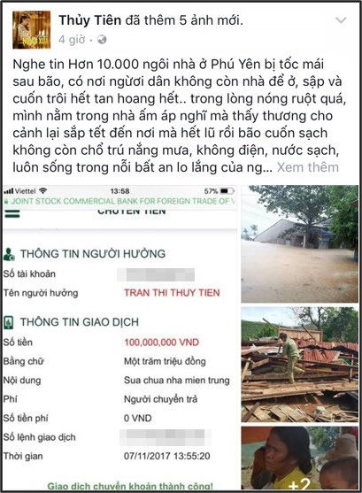 Không cần nói nhiều, Thủy Tiên chi luôn 100 triệu ủng hộ người dân chịu thiệt hại bão lũ