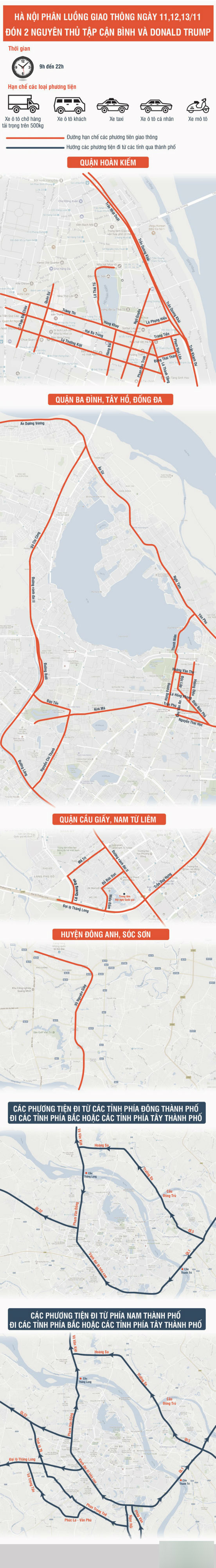 Cụ thể hướng di chuyển khi Hà Nội đón 2 nguyên thủ Tập Cận Bình và Donald Trump