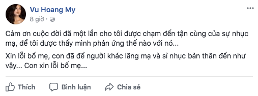 Hoàng My: Xin lỗi bố mẹ, con đã để người khác lăng mạ và sỉ nhục bản thân đến như vậy