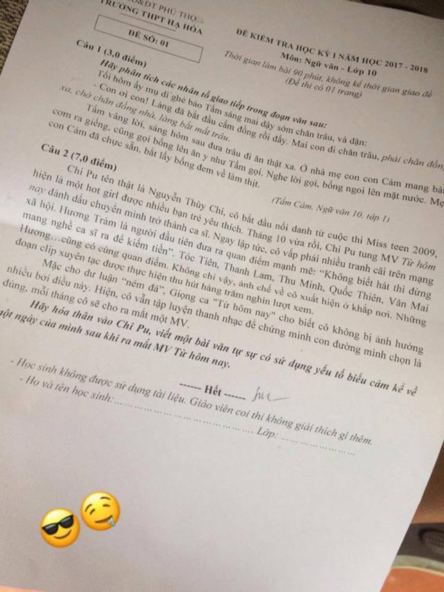 Đề văn yêu cầu học sinh hóa thân vào Chi Pu kể về ngày ra mắt MV gây bão mạng