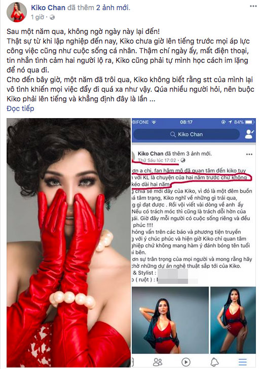 Kiko Chan tiếp tục tố Kim Lý hai mặt, xin lỗi Hà Hồ vì bị lôi vào lùm xùm không liên quan