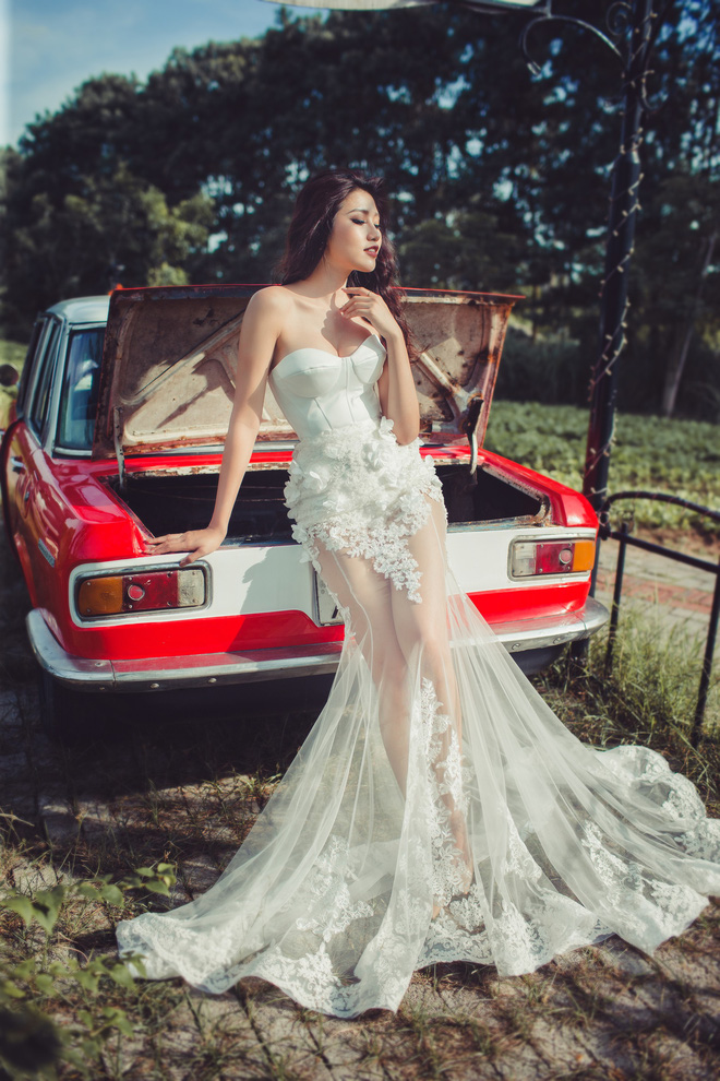 Chế Nguyễn Quỳnh Châu mặc váy cưới đẹp lộng lẫy và sexy