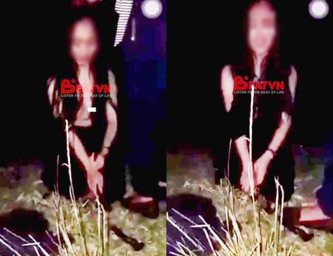 Xôn xao clip bồ nhí bị lột áo bắt quỳ gối xin thề từ giờ không qua lại với đàn ông có gia đình ngay giữa đêm khuya