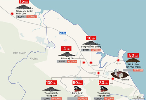 Formosa bị phạt gần 600 triệu đồng vì chôn trái phép chất thải