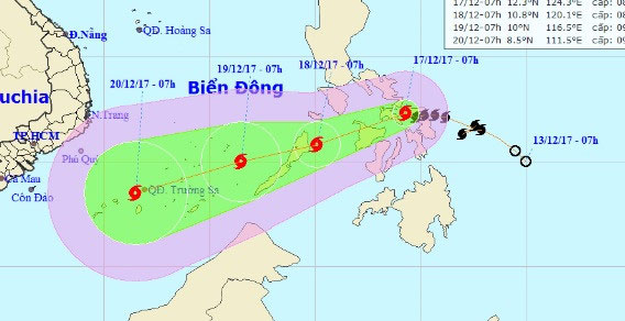 Bão Kai-tak đổi hướng di chuyển, không khí lạnh trải rộng xuống Nam Bộ