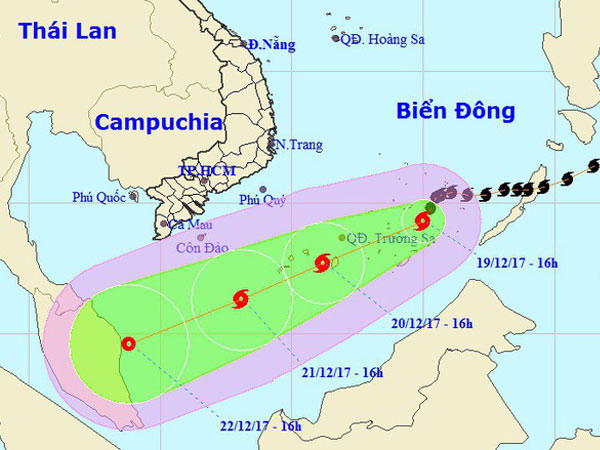 Bão số 15 có ảnh hưởng trực tiếp đến đất liền Việt Nam?