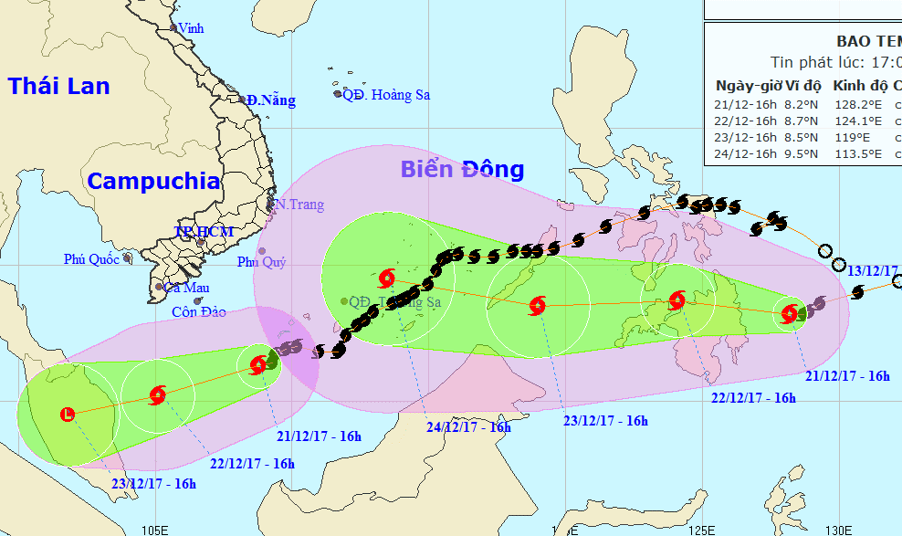 Bão Tembin giật cấp 14 có thể uy hiếp Nam bộ dịp Noel