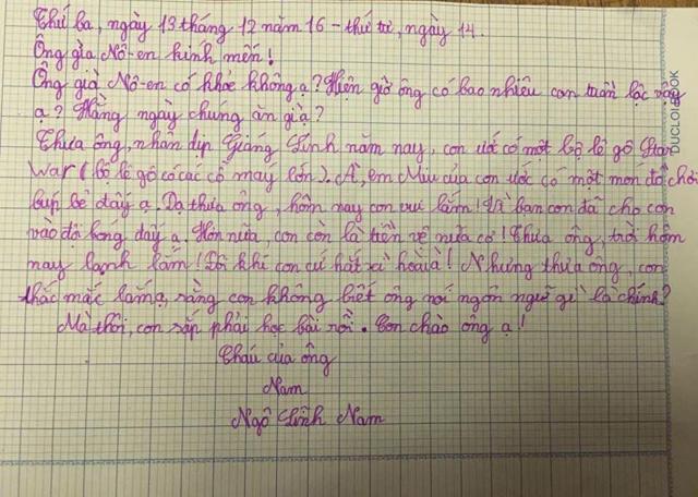 Chết cười với bức thư toàn câu hỏi bá đạo gửi ông già Noel của cậu bé 10 tuổi