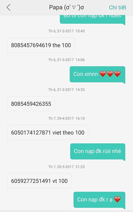 Nhìn bên ngoài phụ huynh có thể khô khan, nói yêu con ra lời thì luôn xấu hổ, nhưng nhắn tin thì tình tứ thế này