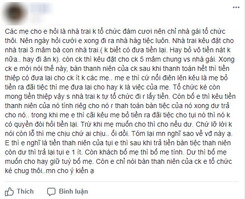 Cô dâu kể chuyện đám cưới do bố mẹ ruột lo, nhà trai tổ chức ké còn xin lại tiền mừng khiến chị em sôi máu