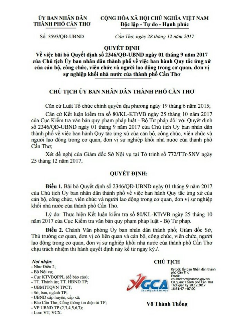 Hủy quy định cấm cán bộ mặc quần jeans, áo thun ở Cần Thơ