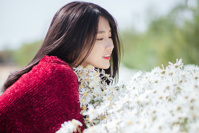 Say mê ngắm hot girl Sài thành đẹp như tranh vẽ bên cúc họa mi Hà Nội