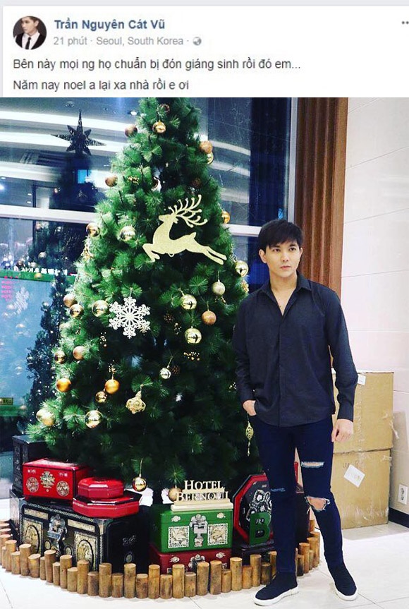 Ở Hàn Quốc, Tim vẫn nhắn tin về cho Trương Quỳnh Anh và khen vợ đẹp