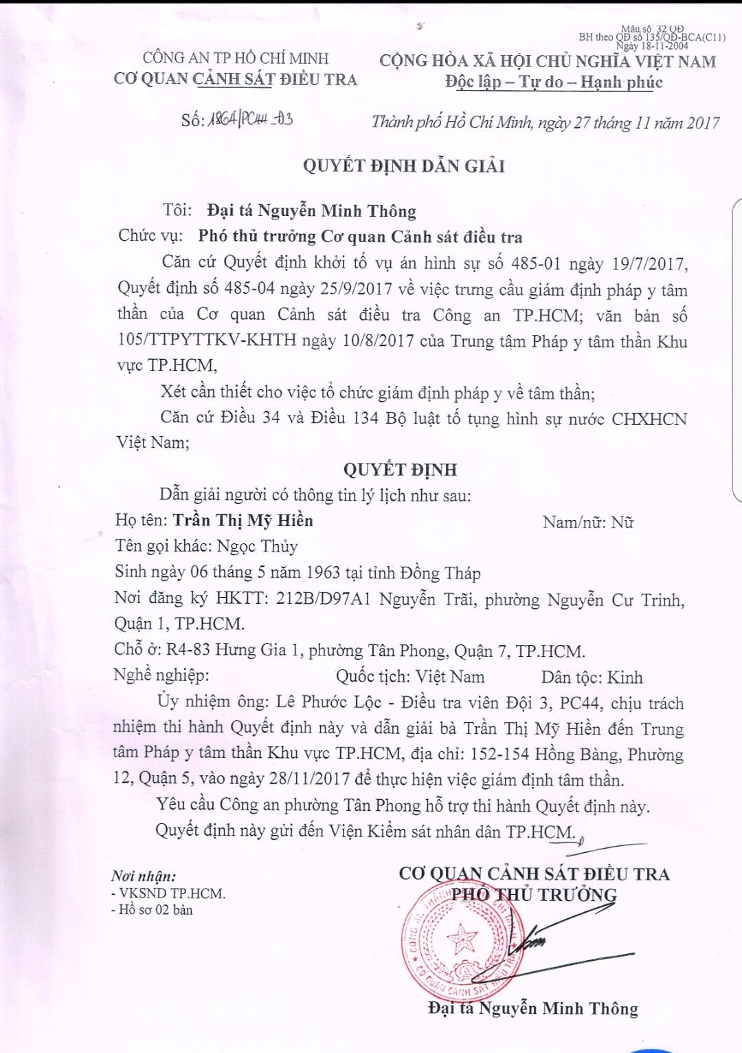 TP.HCM: Bất ngờ bị dẫn giải đi giám định tâm thần!