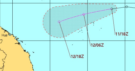 Bão số 13 mạnh cấp 8, gây mưa rào và dông mạnh