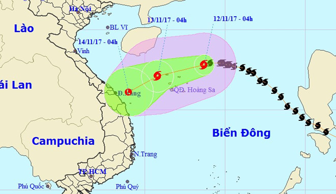 Bão số 13 mạnh cấp 8, gây mưa rào và dông mạnh