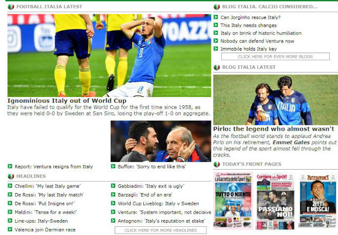 Italia lỡ hẹn World Cup 2018: Báo chí thế giới coi là nỗi nhục thế kỉ
