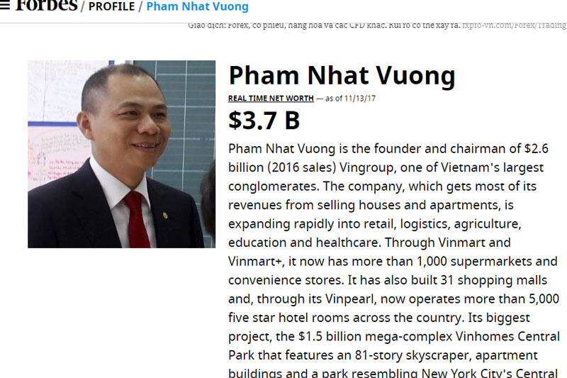 Vượt Donald Trump, ông Phạm Nhật Vượng lộ tài sản 4,8 tỷ USD Vượt Donald Trump, ông Phạm Nhật Vượng lộ tài sản 4,8 tỷ USD