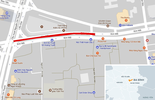 Đường Kim Mã thu hẹp còn 3 m, cấm ôtô để thi công metro Hà Nội