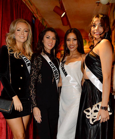 Nguyễn Thị Loan diện mốt váy ngủ ở tiệc mừng Miss Universe