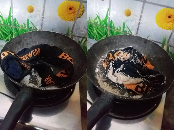 Xôn xao cô vợ trẻ lấy quần sịp rang muối để gọi chồng về