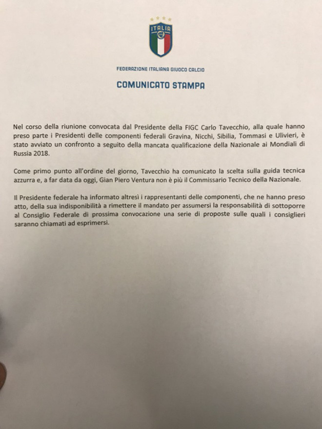 LĐBĐ Italy chính thức sa thải tội đồ Ventura