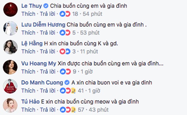 Á hậu Hoàng My và loạt sao Việt gửi lời chia buồn khi hay tin ông của Lan Khuê qua đời