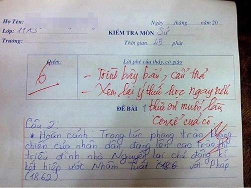 Những lời phê khó đỡ của thầy cô