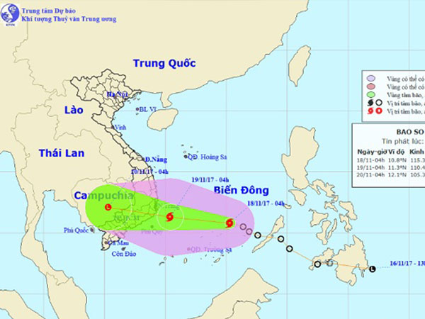 Bão số 14 di chuyển siêu nhanh, nhắm thẳng Khánh Hòa-Bình Thuận