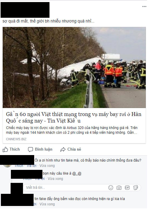 Thực hư chuyện máy bay rơi ở Hàn Quốc khiến 60 người Việt Nam thiệt mạng