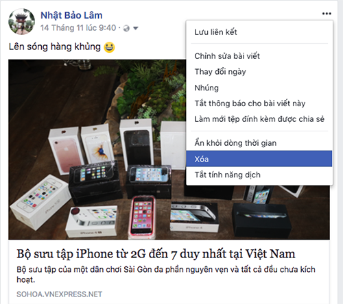 Facebook lại cho phép xóa status