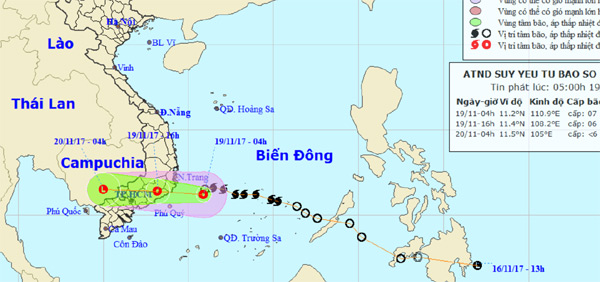 Bão số 14 suy yếu thành áp thấp nhiệt đới
