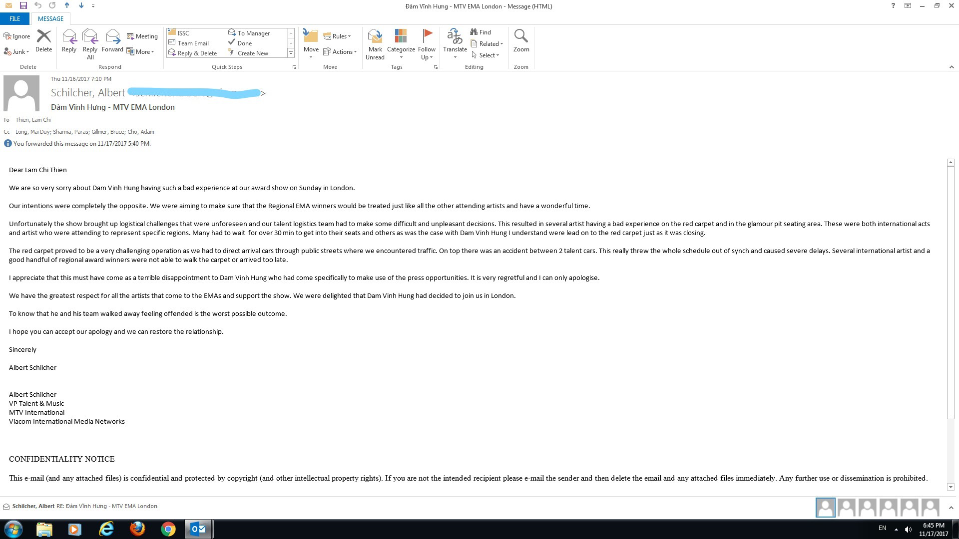 MTV Việt Nam chính thức giải thích và xin lỗi về lùm xùm của Đàm Vĩnh Hưng tại lễ trao giải EMA 2017