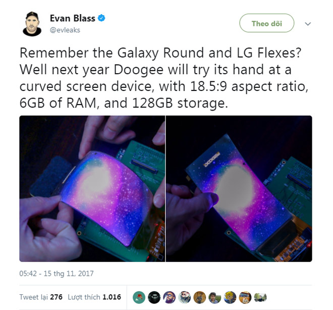 Lộ hình smartphone Doogee có màn hình uốn cong linh hoạt