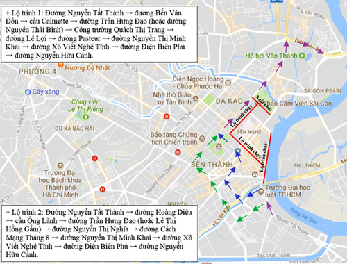 Nhiều đường trung tâm Sài Gòn bị cấm một ngày