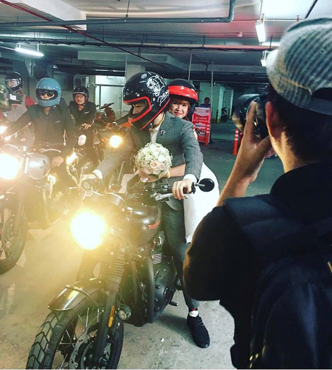 Lễ rước dâu bằng dàn xe môtô của Khởi My và Kelvin Khánh