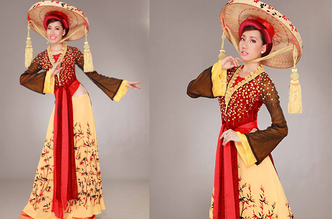 Đỗ Mỹ Linh bị chê sến khi diện áo tứ thân tại Miss World