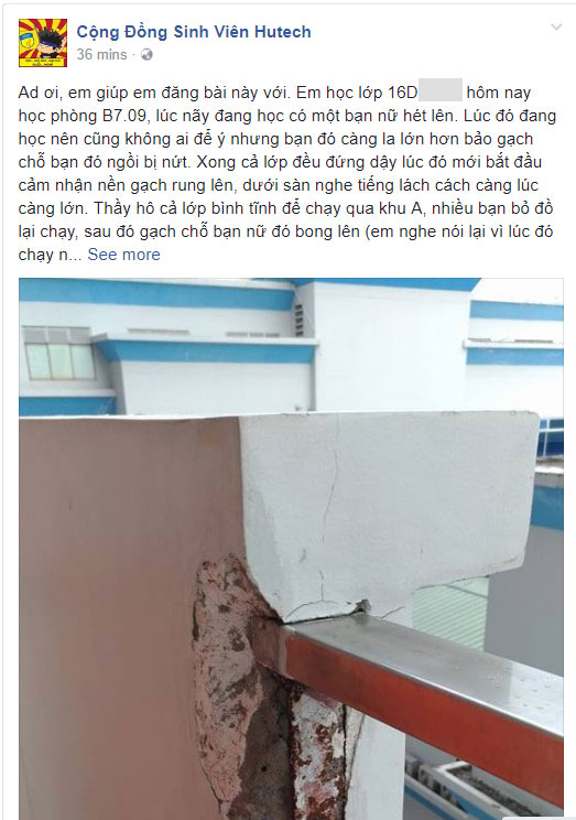 Trường HUTECH liên tiếng về việc nhiều SV tháo chạy khỏi phòng học khi nền gạch bị bong rộp: Có thể do nhiệt độ trong phòng thay đổi